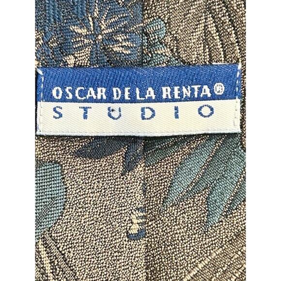 Oscar de la Renta Studio Men's Neck Tie Blue Floral Pattern Vintage Classic - Picture 2 of 3